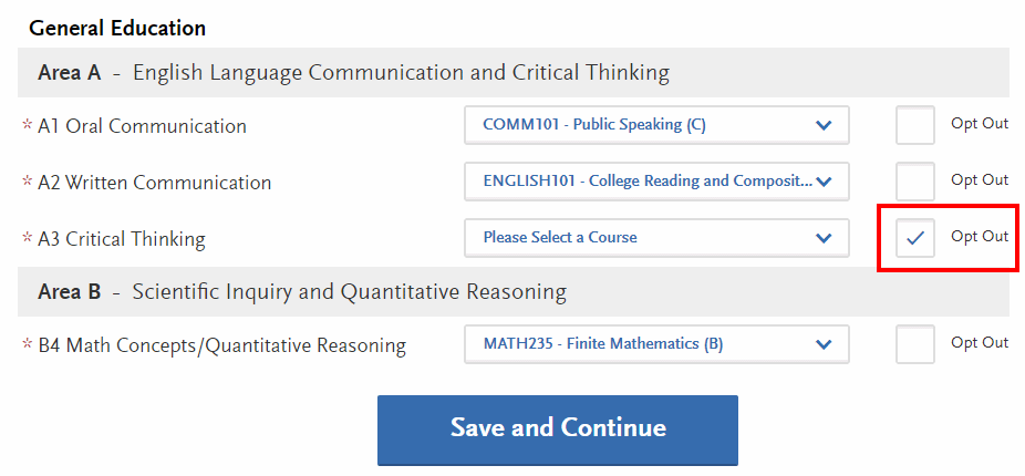 Cal State Apply - General Education A3 Opt Out for Engineering Applicants