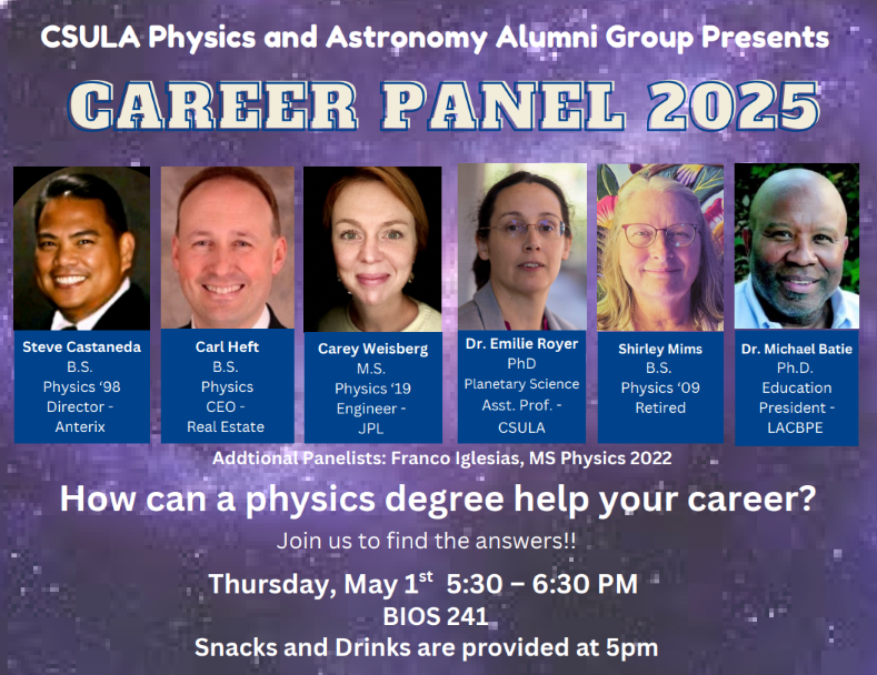 2025 CSULA Physics and Astronomy Career Panel Flyer
