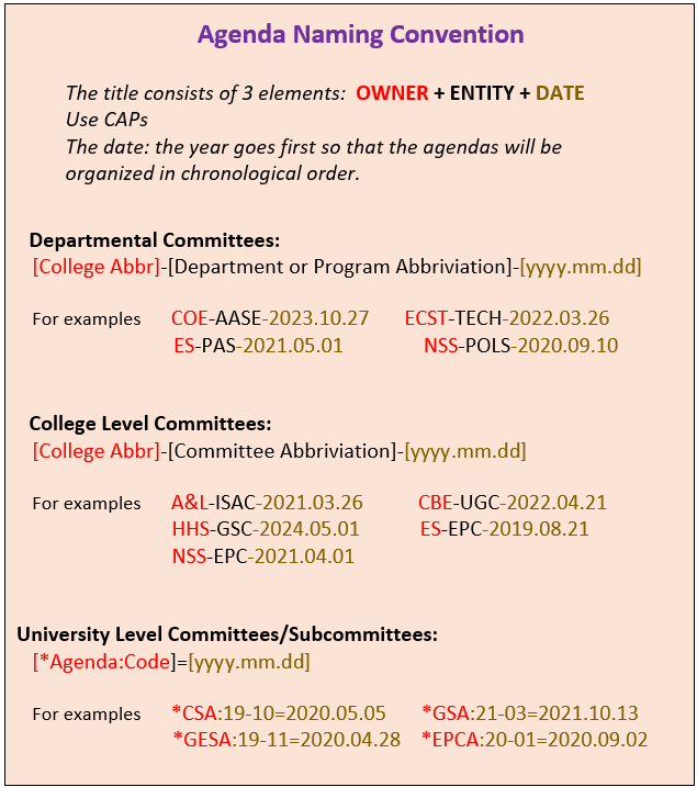 Curriculog Agenda Naming Convention 3.1