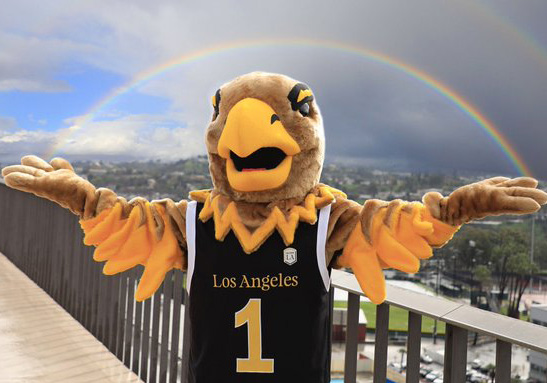 Eddie the Golden Eagle with a Rainbow Shining over 