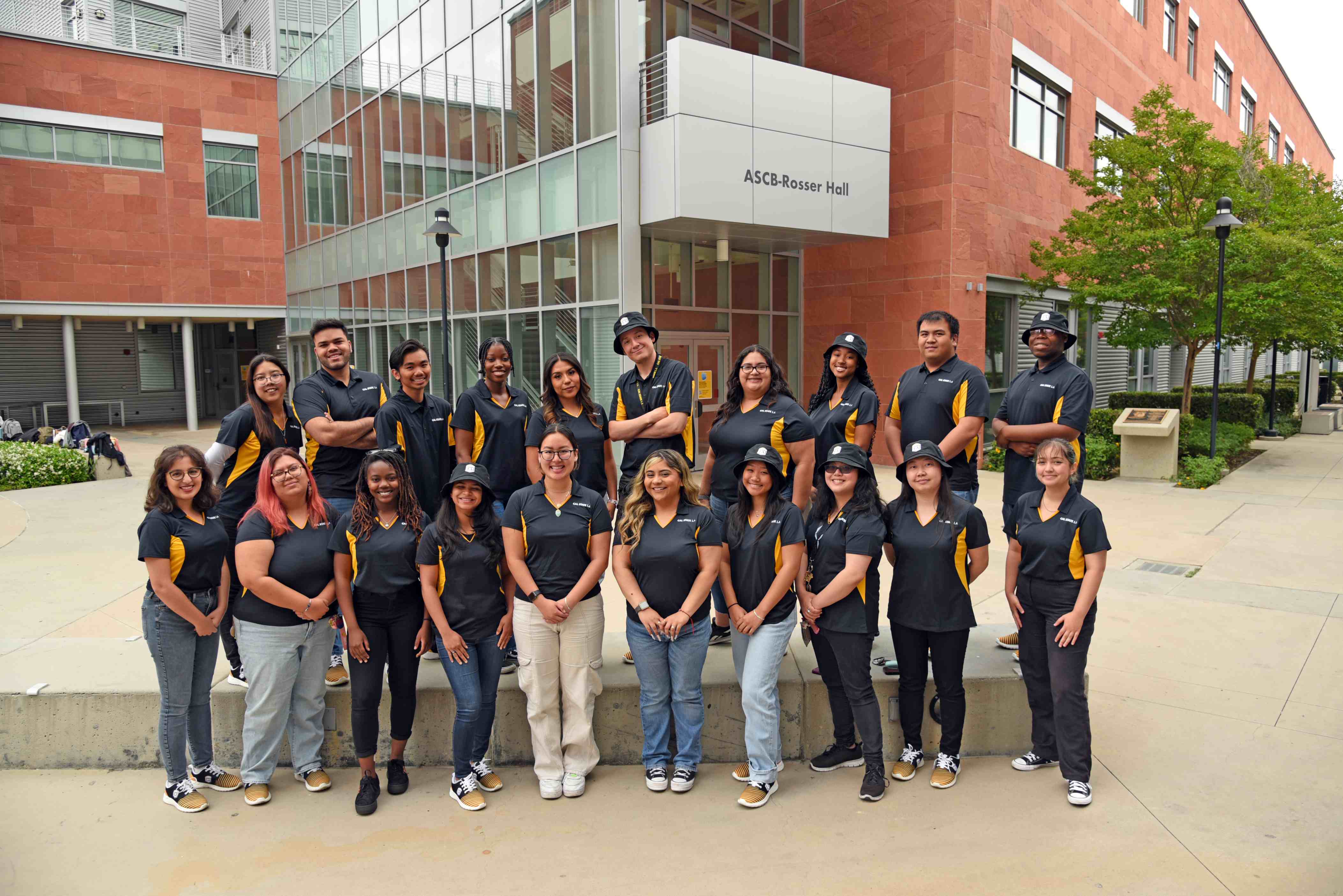 Large group of students in matching shirts 