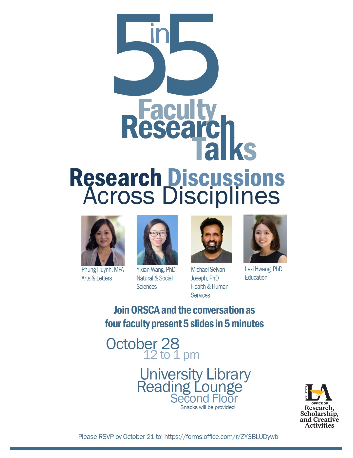 announcement of Oct28 talks with 4 faculty