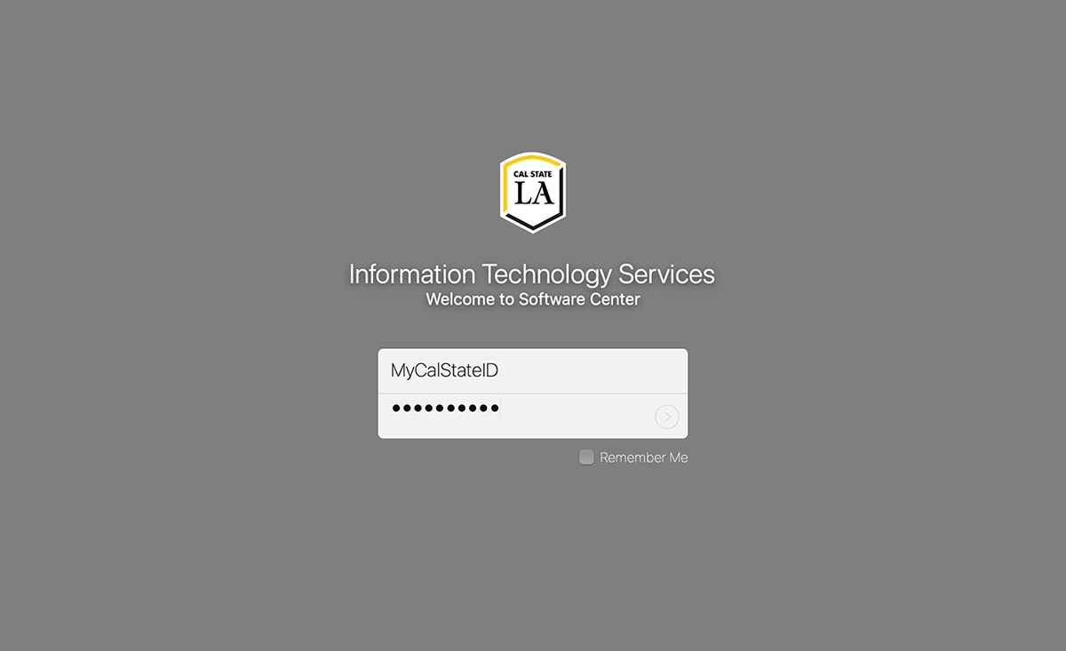 Software Center Login Screen