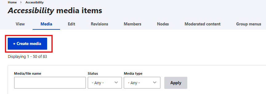 Create Media menu