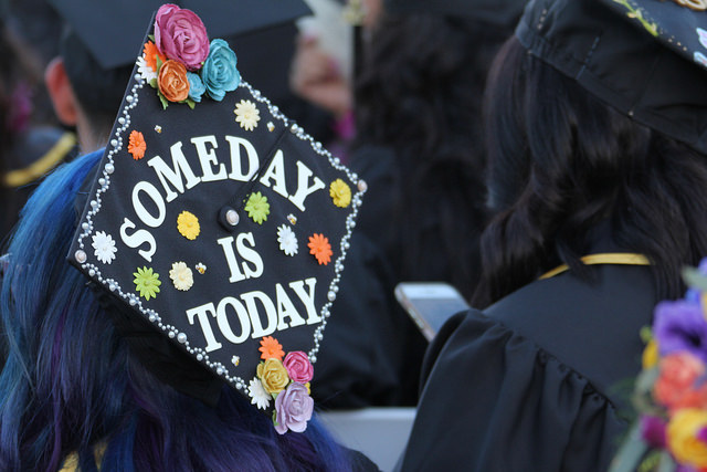 Student decorated commencement cap