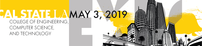 College of ECST Capstone Senior Design Expo 2019 banner with line drawing of DTLA.