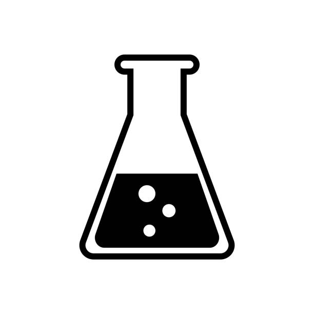 flask with three dots half full