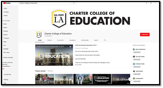 Screenshot of the CCOE YouTube Channel