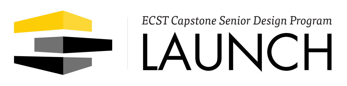 alternating yellow black blocks with college name and Launch