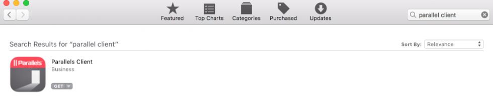 Apple App Store to search for Parallels Client