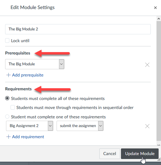 Module prerequisites and requirements