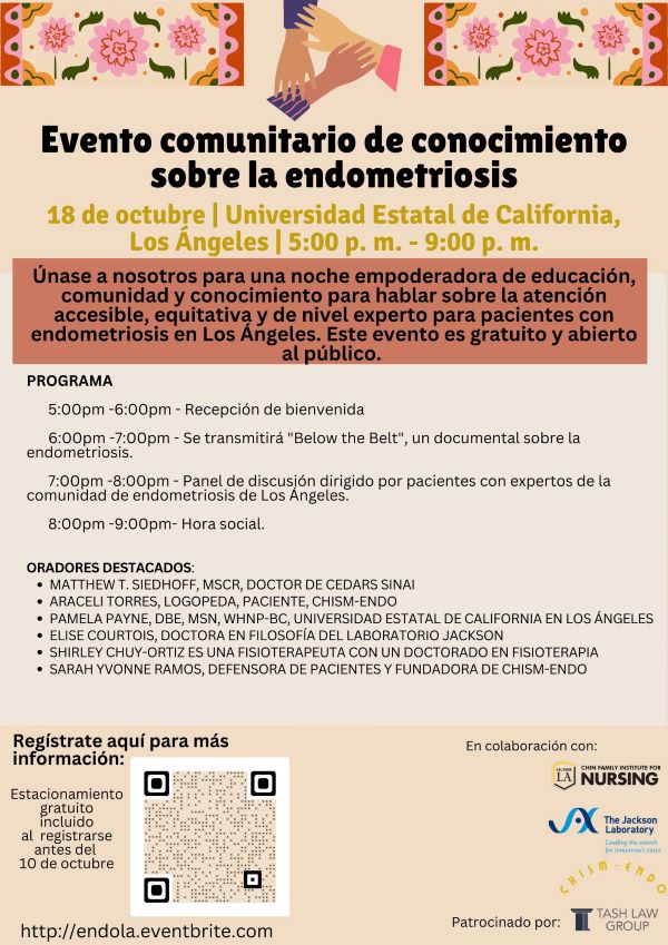 CHIN Family Endometriosis Event flyer Spanish