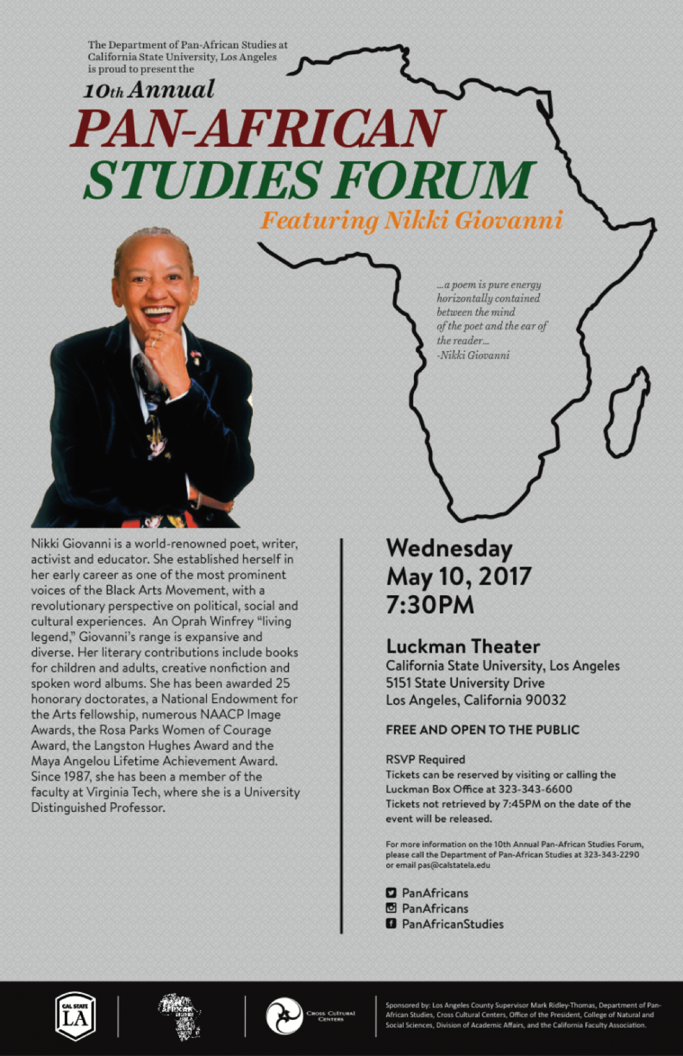 Pan-African Studies forum May 10 at 7:30 pm