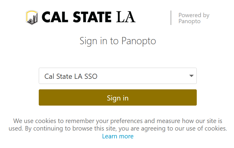 Panopto Cal State LA SSO login screen