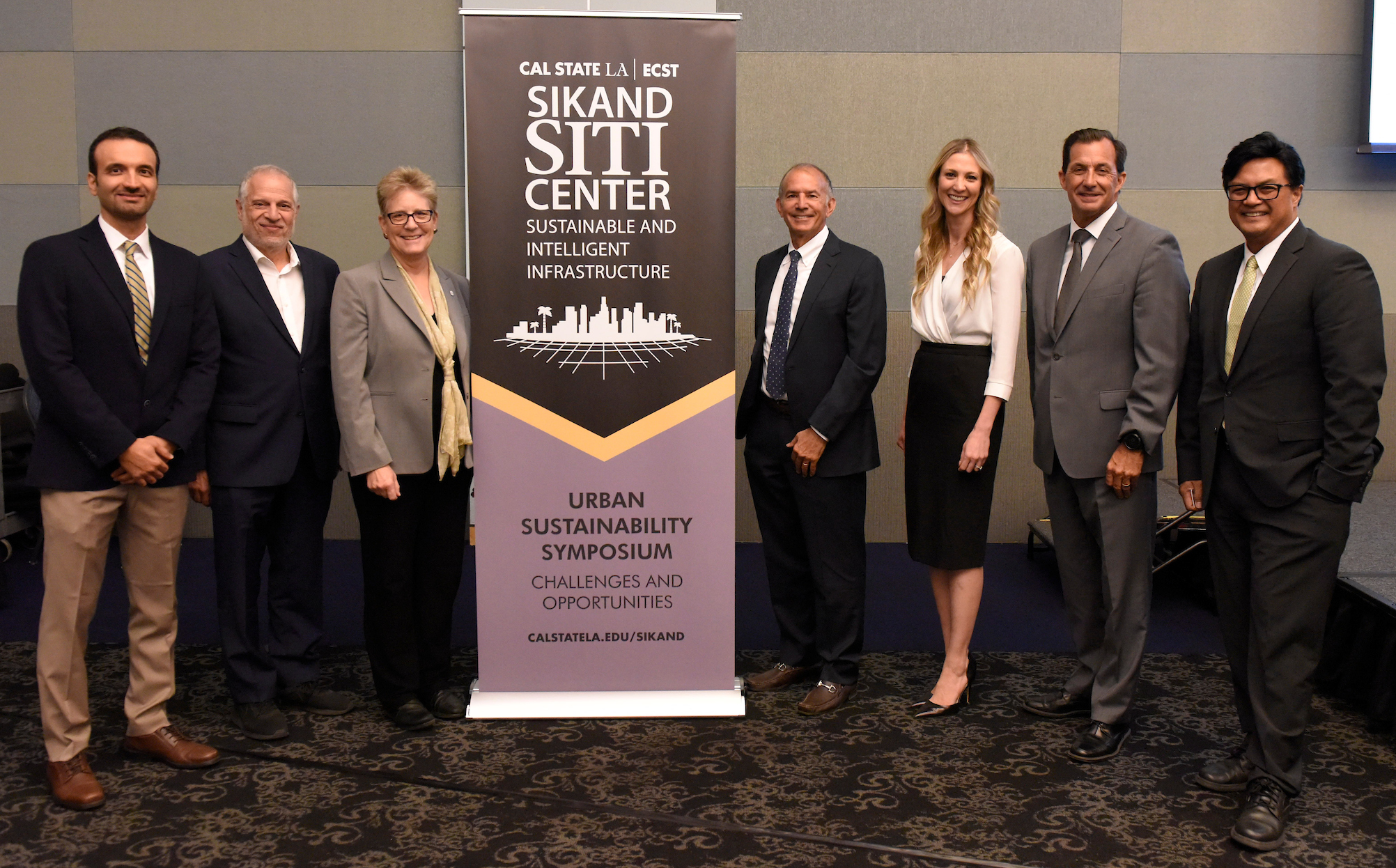 Left to right, Mehran Mazari, Raphael Sonenshein, Emily Allen, Mark Sikand, Lauren Faber O'Connor, Mark Pestrella, and Cris Liban.