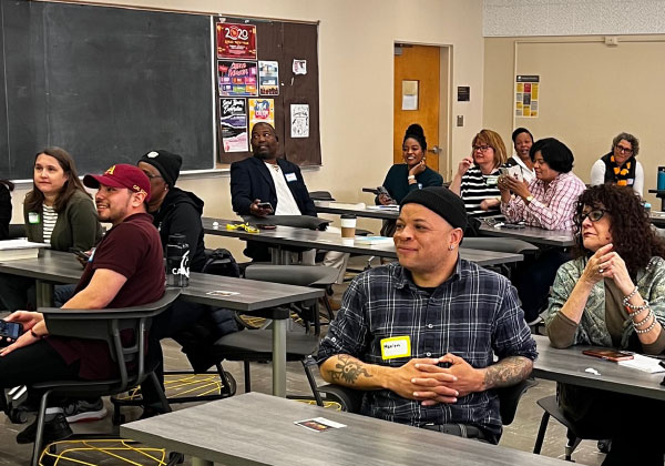 Staff in a classroom during an event