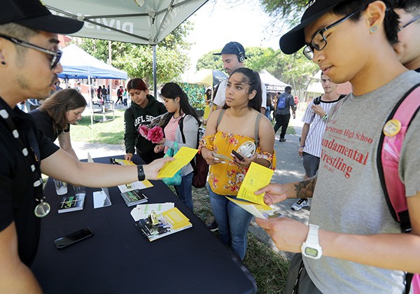 Students interacting with each other on campus