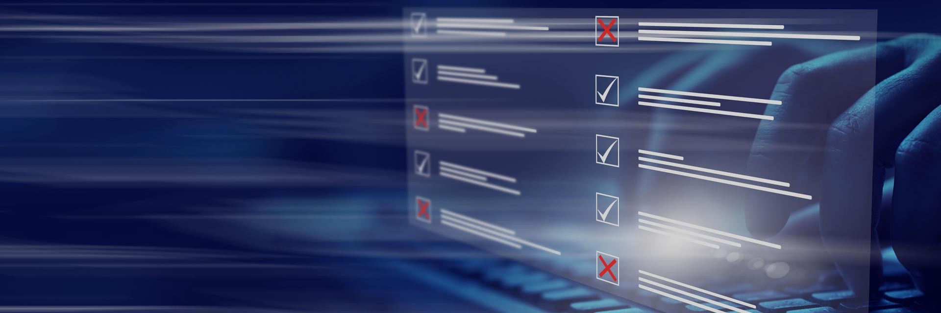 An imge of a survey on a blue background.