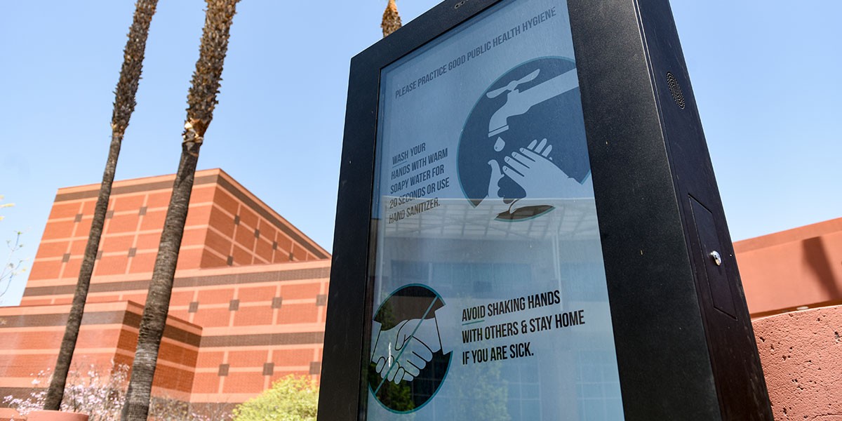 Digital signs encouraging washing hands frequently