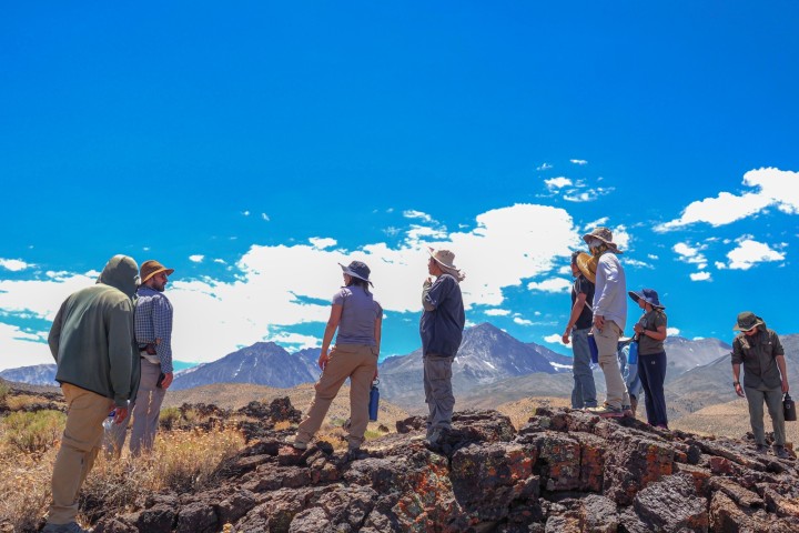 Group of students standing in the desert