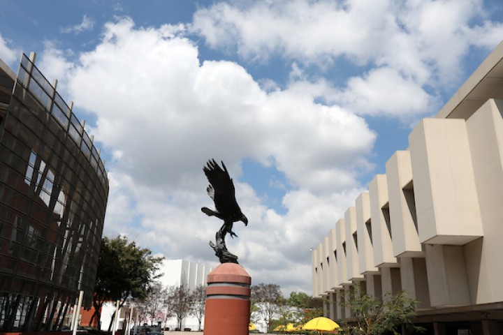 Golden eagle statue and blue sky