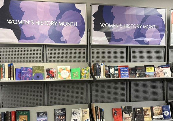 A shelf full of books.