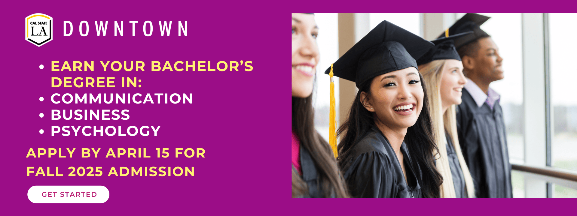 Female graduate in black cap and gown.